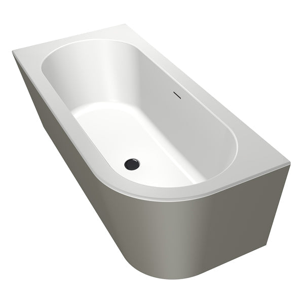 Charley XS Links  165x75x58 Bicolor wit/cement met sleuf overloop, waste wit mat