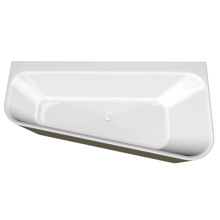 Cindy Rechts  155x75/55x60 Bicolor wit/klei met sleuf overloop, waste wit glans