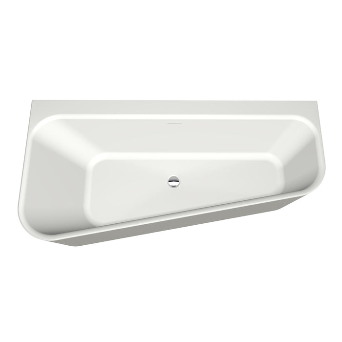Cindy Links  155x75/55 Bicolor edelweiss/cement met sleuf overloop, waste chroom