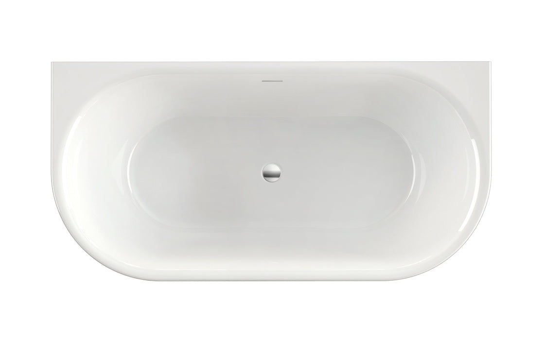 Fay XS 155x80x60 edelweiss, met sleuf overloop,  incl waste wit mat