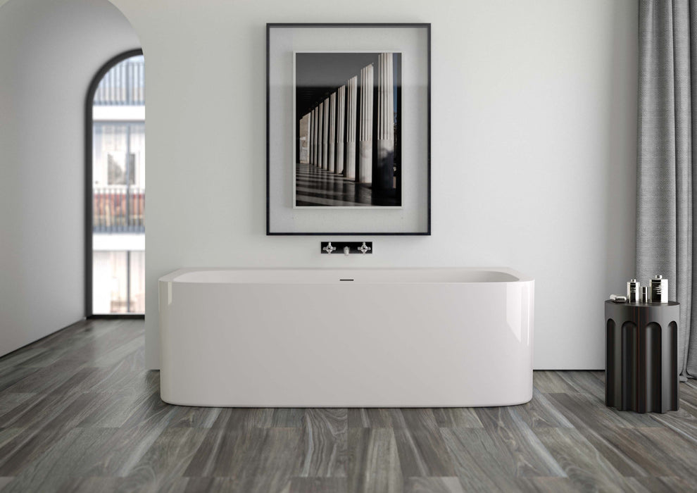 Valerie  190x98x60 wit met sleuf overloop, waste chroom