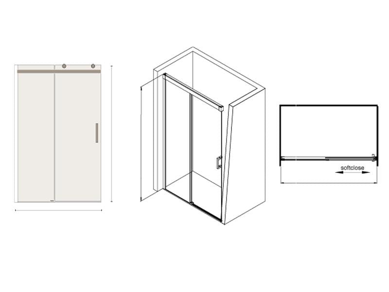 Ambient schuifdeur voor nissituatie 120 x 200 cm INOX