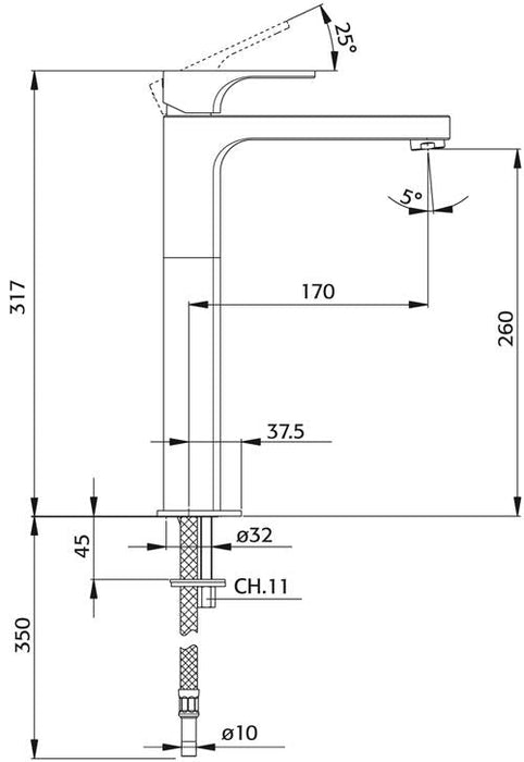 Aragon - Wastafelkraan chroom