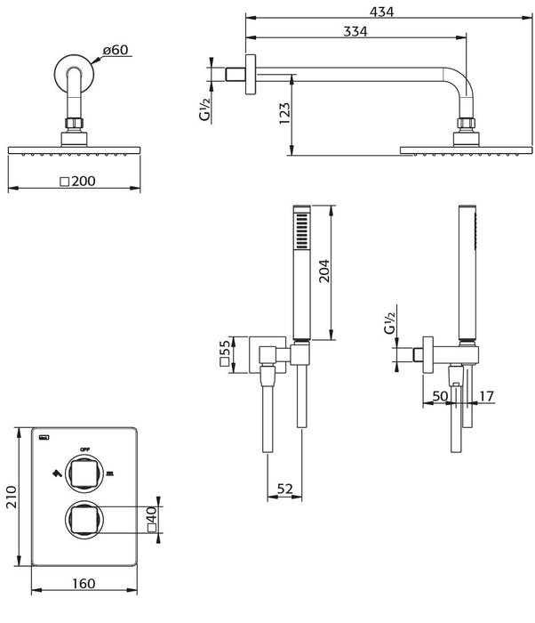 Aragon - Douche inbouwset (compleet) chroom incl. Tec-Box