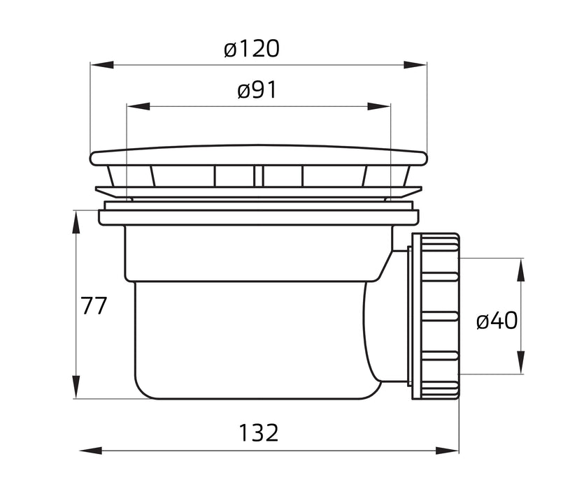 Douchebakafvoer 90 mm zwart mat