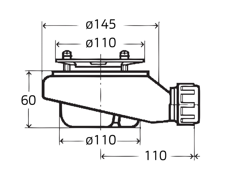 Douchebakafvoer 90mm zonder deksel t.b.v. Easy Tray