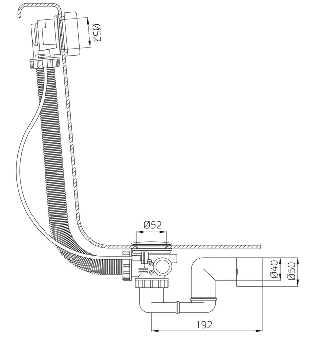 Verlengde badafvoer/overloopcombinatie zwart mat (losse verkoop)