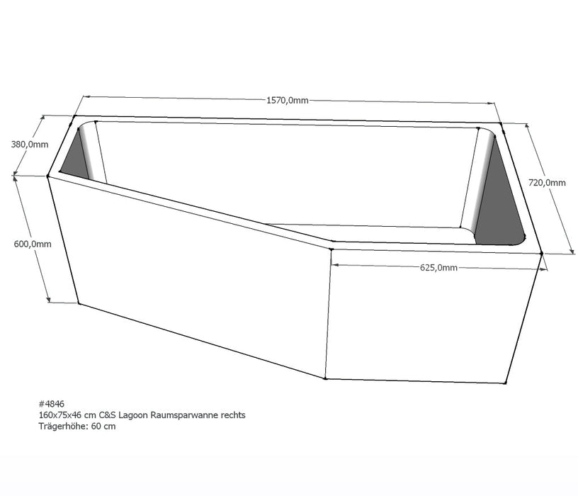 PS Baddrager, Lagoon Compact  160x75x60  Rechts