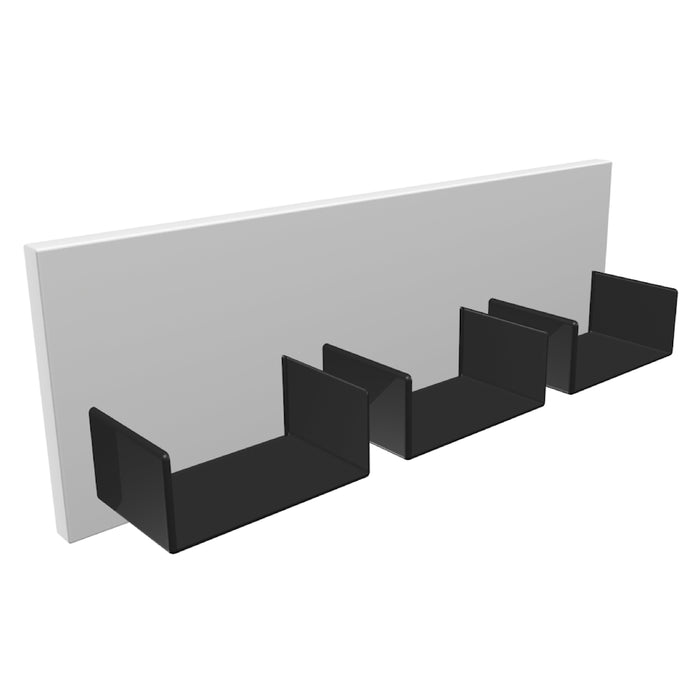 Young Horizontale wandplank met zwart metalen schappen Wit mat