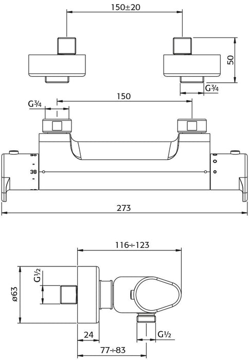 Cinca - douchethermostaatkraan chroom