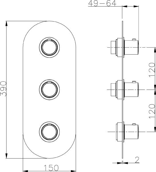 Duero Plus - Thermostatisch blok met twee uitgangen chroom