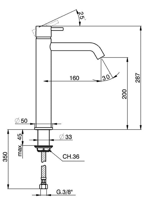 Duero Plus - wastafelkraan hoog inox