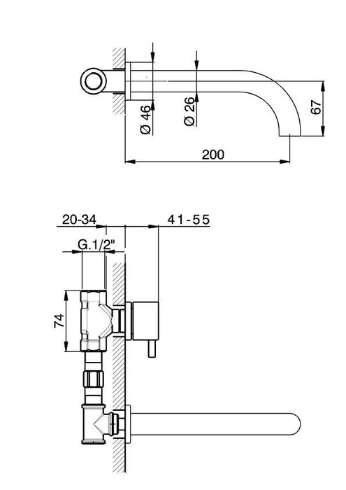 Duero Plus - inbouw wastafelkraan inox