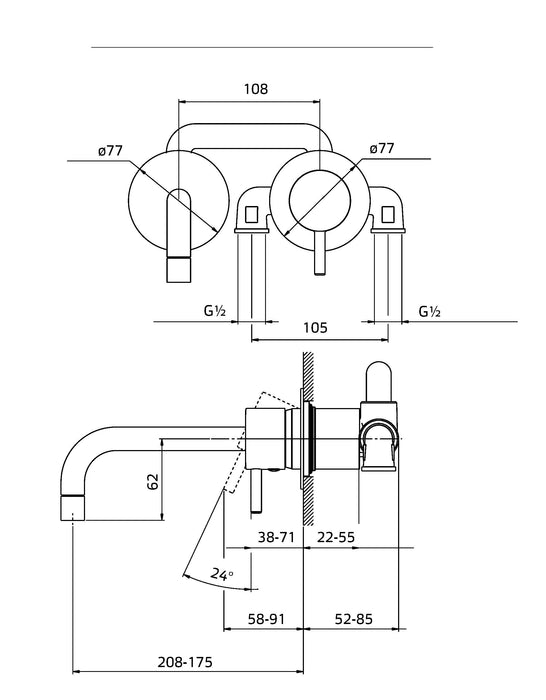 Duero - inbouw wastafelkraan inox
