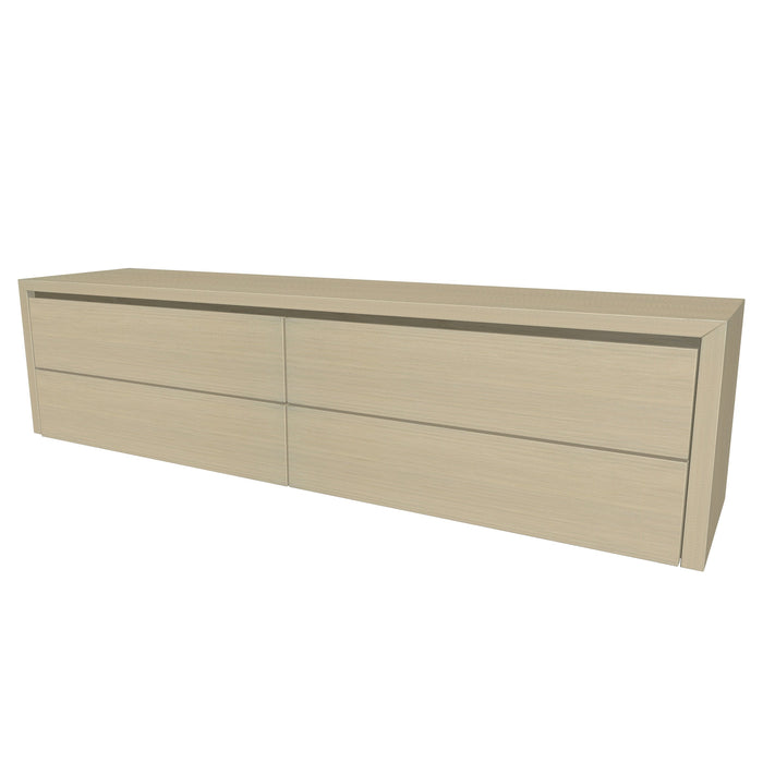 Beach Onderkast 4 lades 200 incl topblad en stolwanden  200x50x45 Misty White glad