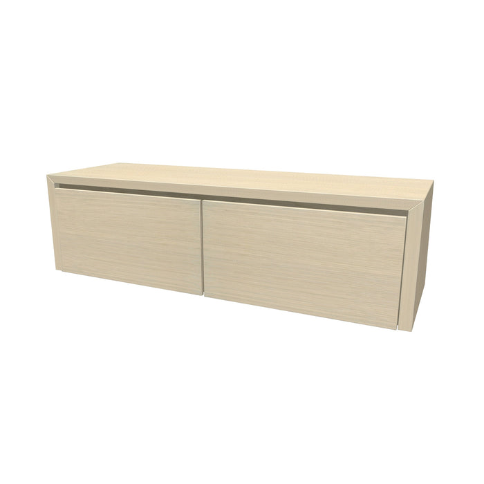 Beach Onderkast 2 lades 140 incl topblad en stolwanden +Binnenlades 140x40x45 Misty White glad