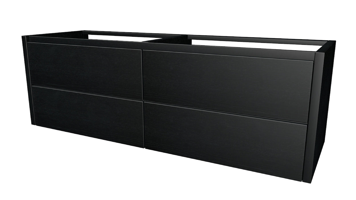 One Onderkast met 4 lades 140 incl. stolwanden zonder topblad Deep Black glad