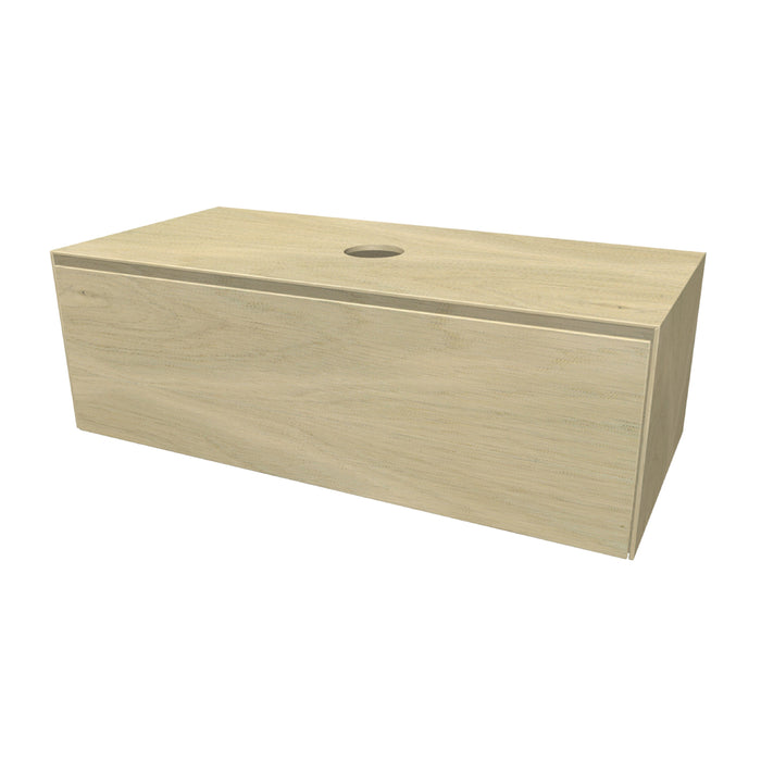 Rect Onderkast met 1 lade 99 incl. topblad en stolwanden van 8mm White oak glad
