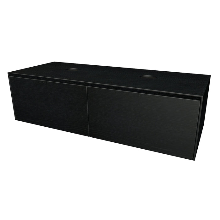 Rect Onderkast met 2 lades 115 incl. topblad en stolwanden van 8mm Deep Black glad