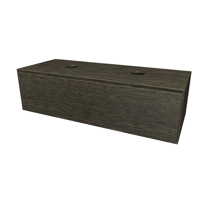 Rect Onderkast met 2 lades 115 incl. topblad en stolwanden van 8mm Vulcan Brown geborsteld