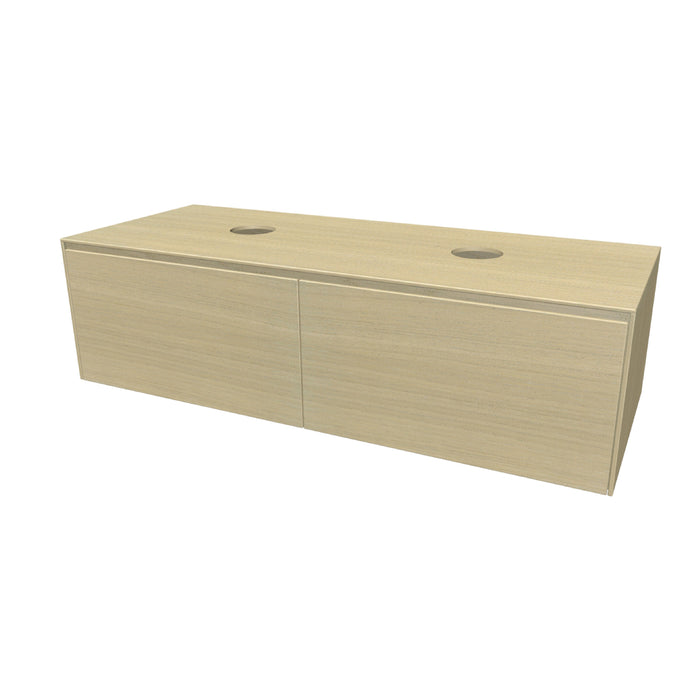 Rect Onderkast met 2 lades 115 incl. topblad en stolwanden van 8mm White oak geborsteld