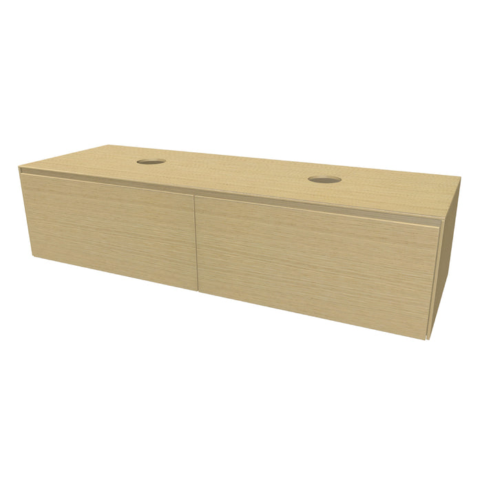 Rect Onderkast met 2 lades 135 incl. topblad en stolwanden van 8mm Natural Oak glad