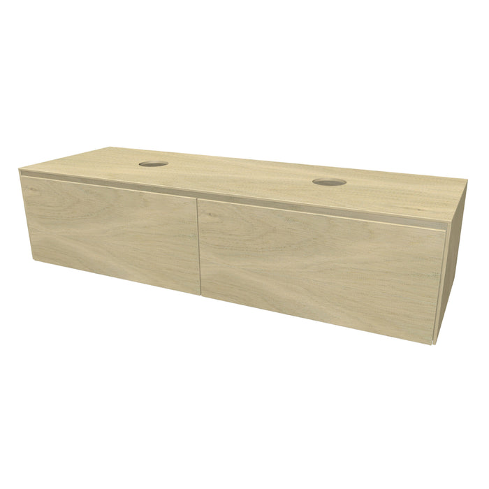 Rect Onderkast met 2 lades 135 incl. topblad en stolwanden van 8mm White oak glad