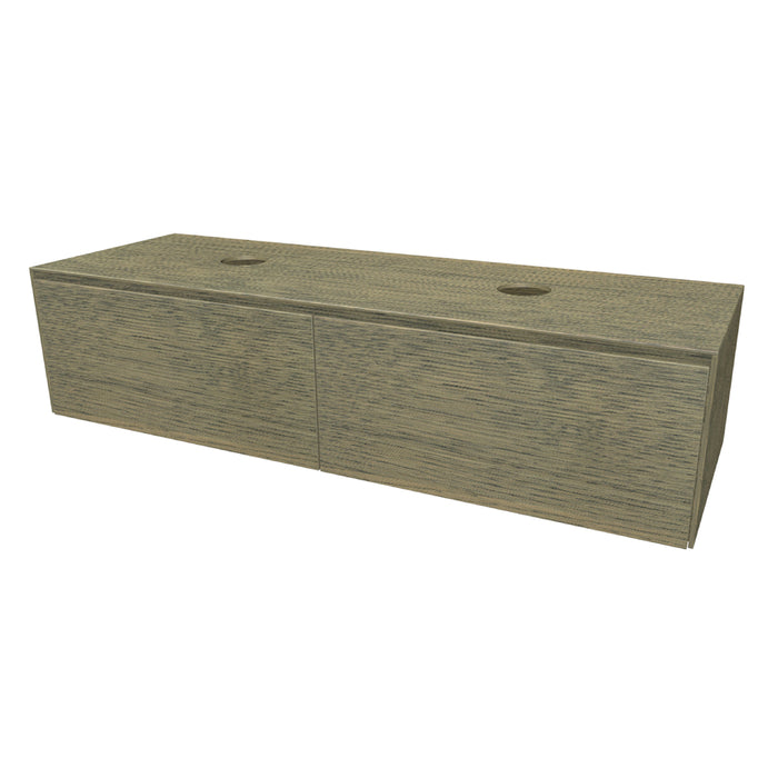Rect Onderkast met 2 lades 135 incl. topblad en stolwanden van 8mm Clay Oak geborsteld
