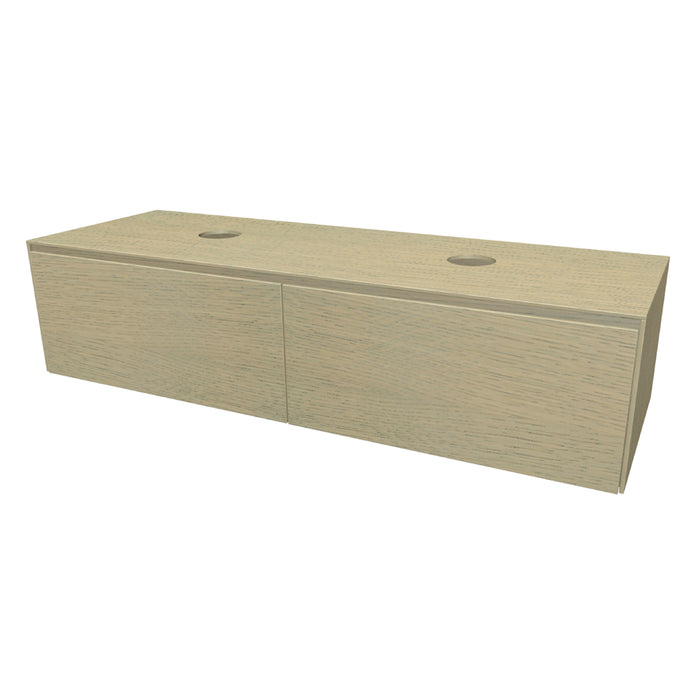 Rect Onderkast met 2 lades 135 incl. topblad en stolwanden van 8mm Eagle light geborsteld
