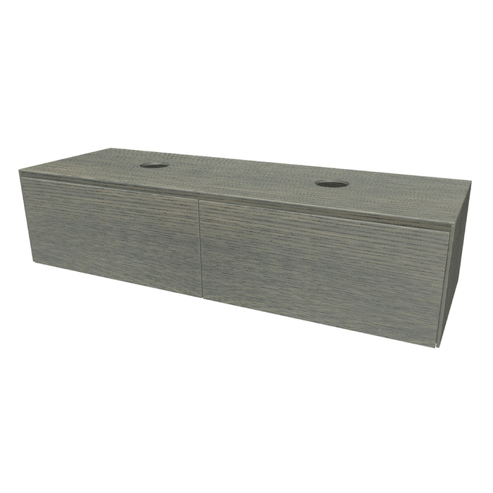 Rect Onderkast met 2 lades 135 incl. topblad en stolwanden van 8mm Elephant grey geborsteld