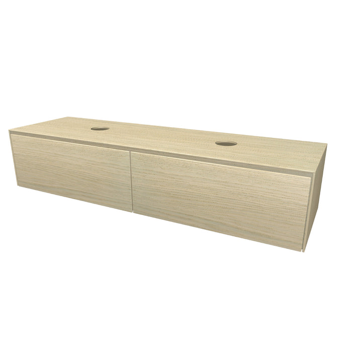 Rect Onderkast met 2 lades 155 incl. topblad en stolwanden van 8mm Misty White geborsteld