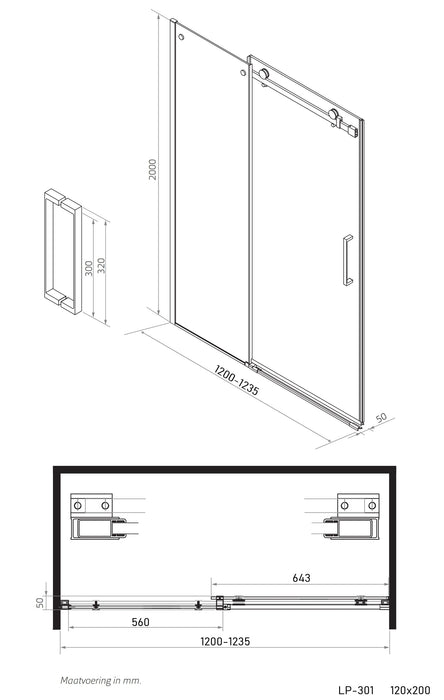 Industrial Line Black Coventry Roldeur voor nis 120x200 (118-120 cm)