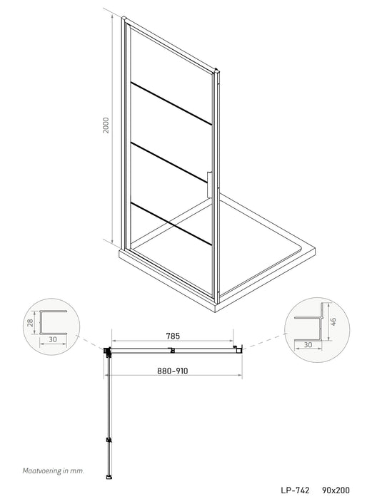 Industrial Line Blackburn  Swingdeur voor hoekopstelling 90X200 (88-91 cm)