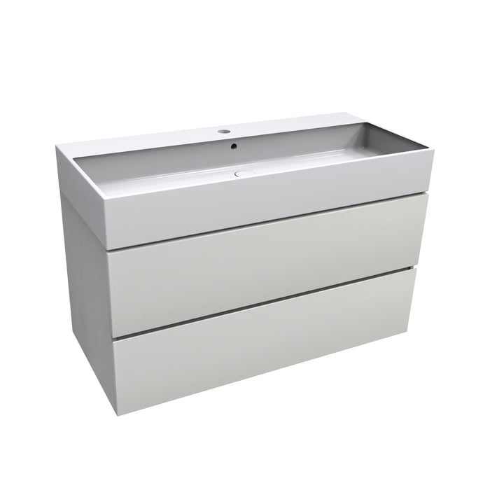 Onderkast met 2 lades 100 cm breed en 45 cm diep 1 kraangat wit mat