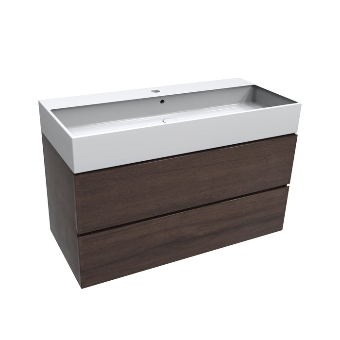 Onderkast met 2 lades 100 cm breed en 45 cm diep 1 kraangat Honing eiken