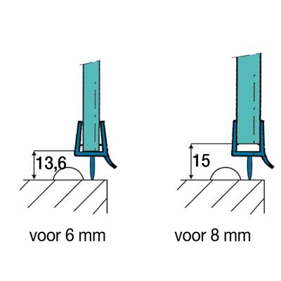 Ondersluitprofiel met dichtlip en waterkering 105cm lang tbv nisdeur