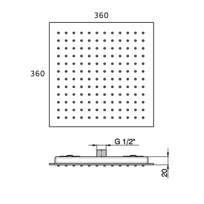Pure - regendouche inbouw vierkant 34x34 x2 cm chroom