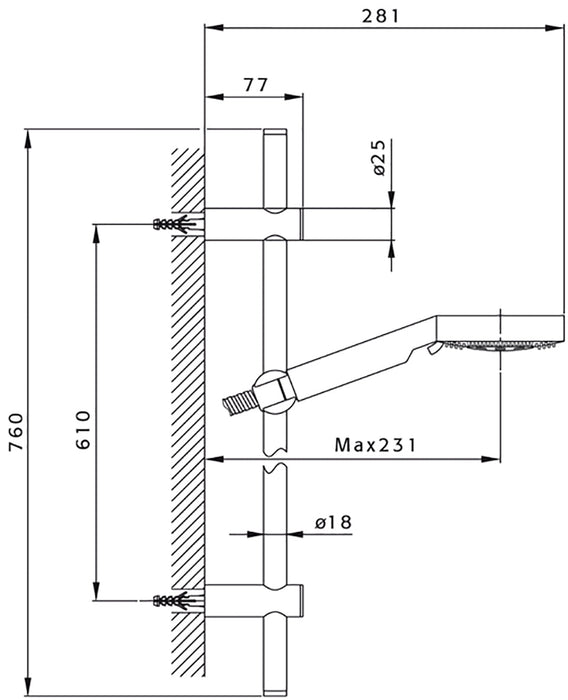 Pure - glijstangset chroom