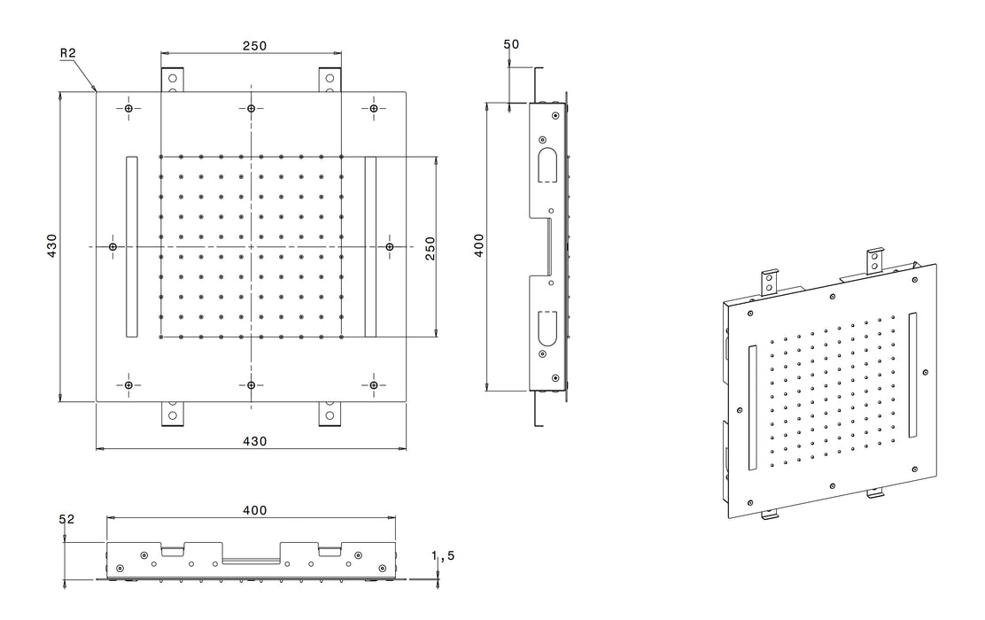 Pure - Regendouche inbouw vierkant met led 43x43 cm wit mat