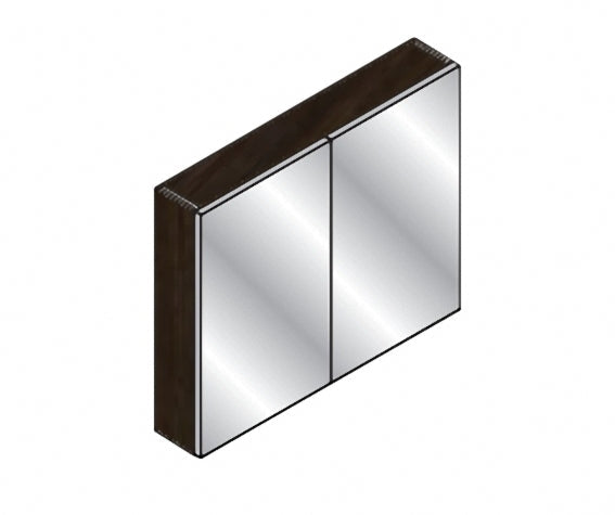 Spiegelkast, met 2 deuren, 80  B en 14  D (met ledlicht aan onderzijde) Notenhout vert.