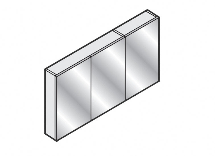 Spiegelkast, met 3 deuren, 100  B en 14  D (met ledlicht aan onderzijde) Oakfield vert.