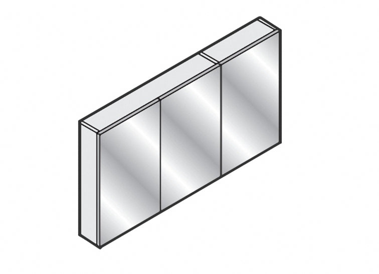 Spiegelkast, met 3 deuren, 120 cm breed en 14cm diep Antraciet eiken