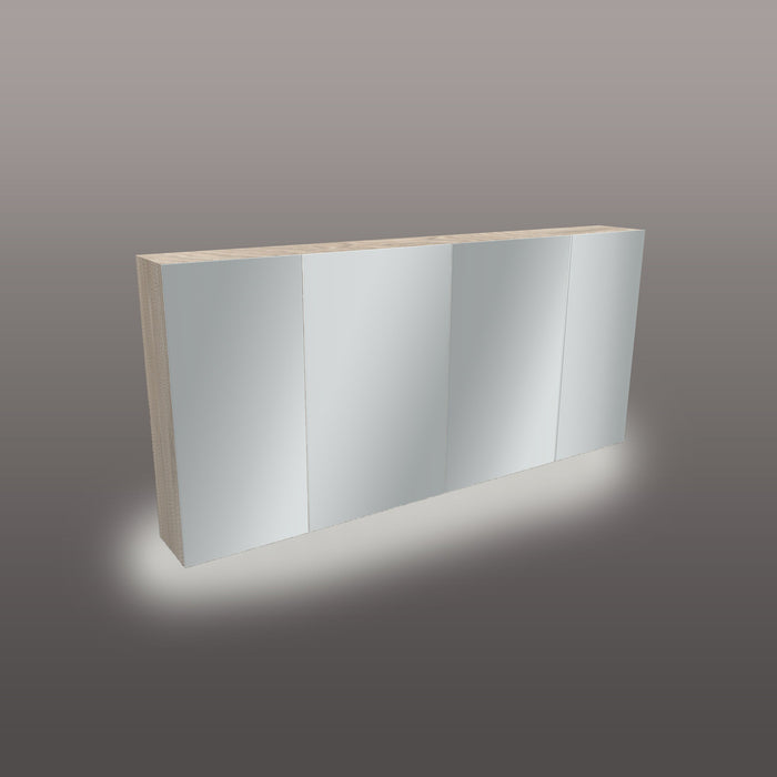 Spiegelkast met 4 deuren, 140  B en 14  D (met ledlicht aan onderzijde) Tortora