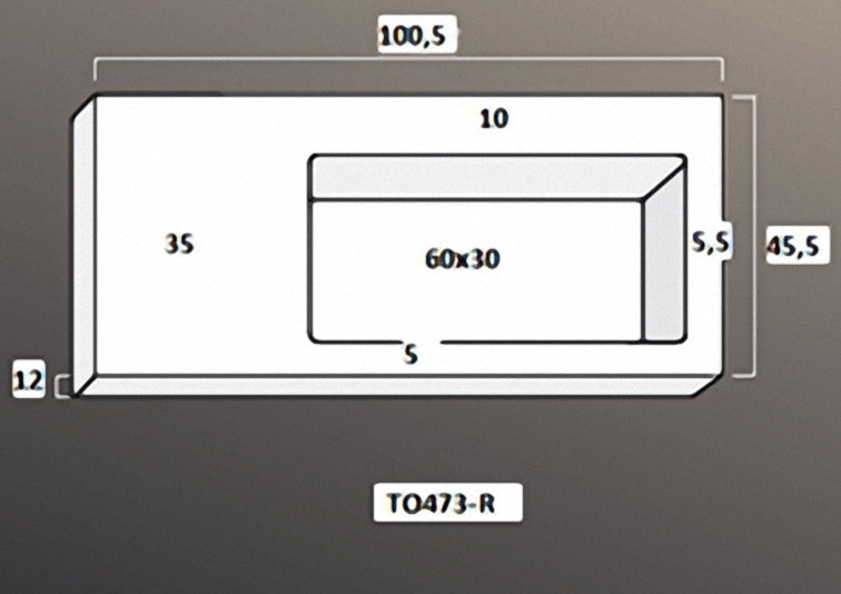 Solid Surface blad met R2 wastafel rechts met overloopgat+afvoerplug en  2 kraangaten 100 Wit mat