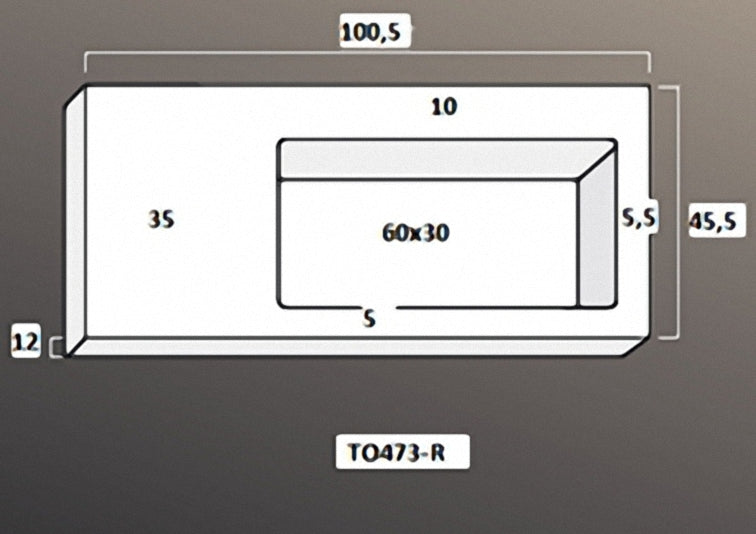 Solid Surface Blad 100 rechts met R2 wastafel met overloopgat + afvoerplug, 1 kraangat mat wit