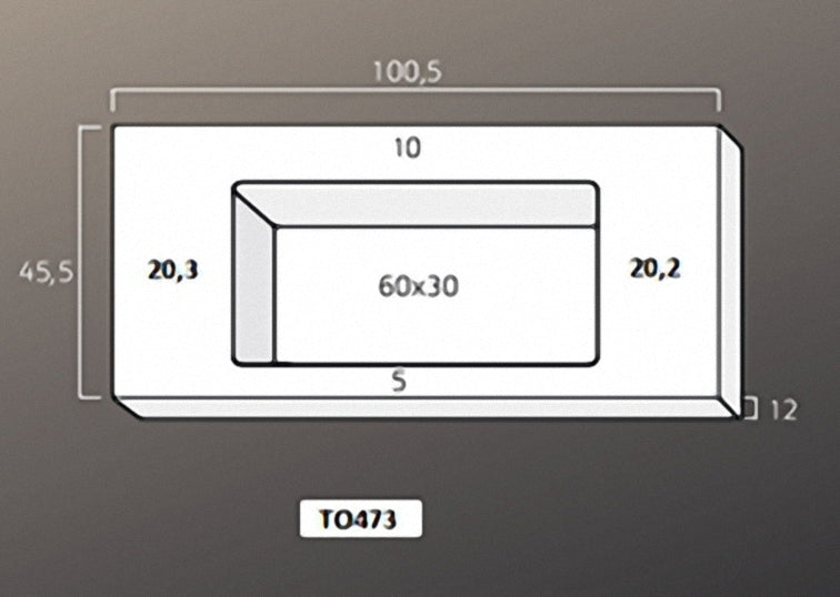 Solid Surface Blad 100 links met R2 wastafel in het midden met overloopgat + afvoerplug mat wit