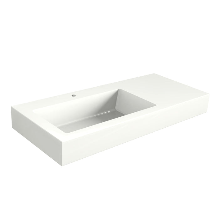 Solid Surface Blad 104x45 links met R2 wastafel, 1 kraangat mat wit