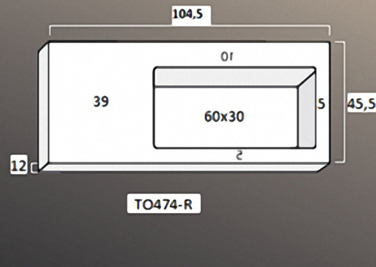 Solid Surface Blad 104x45 rechts met R2 wastafel met overloopgat+afvoerplug, 1 kraangat glans wit