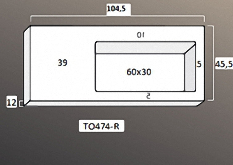 Solid Surface Blad 104x45 rechts met R2 wastafel met overloopgat + afvoerplug, 1 kraangat mat wit