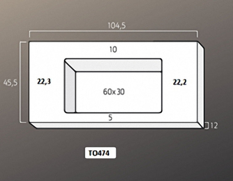 Solid Surface Blad 104x45 met R2 wastafel in het midden, 1 kraangat glans wit